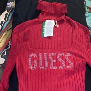 Guess red turtleneck, long sleeve